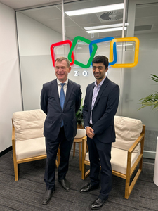 Image of Minster Nick Champion with a representative from Zoho at the opening of their new South Australian office in Adelaide